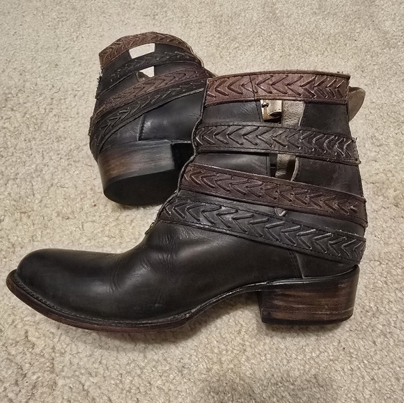 Women's Black and Brown Ankle Boots - Picture 5 of 11